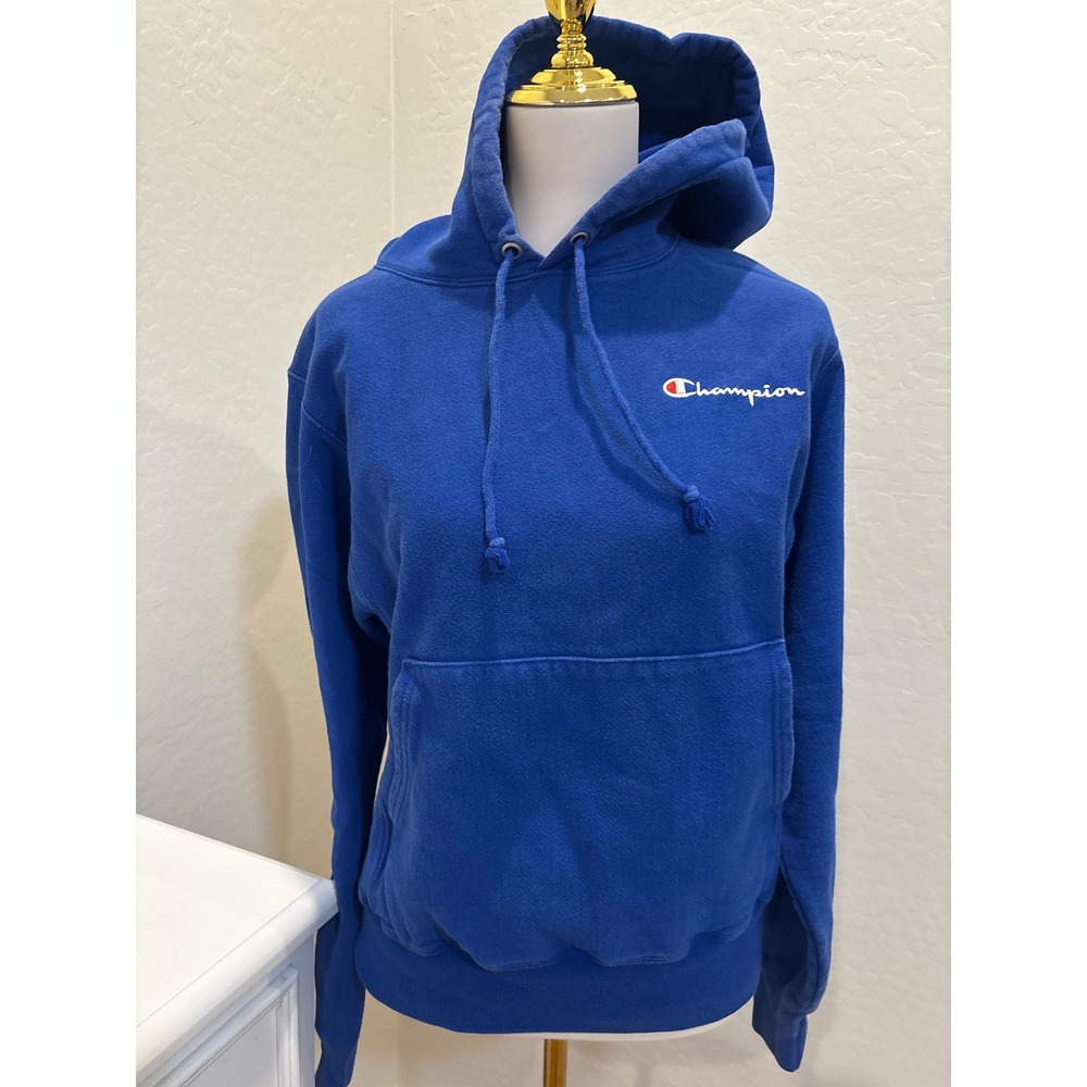 Champion Reverse Weave Royal Blue‎ Hoodie Embroidered Script Logo Smalll